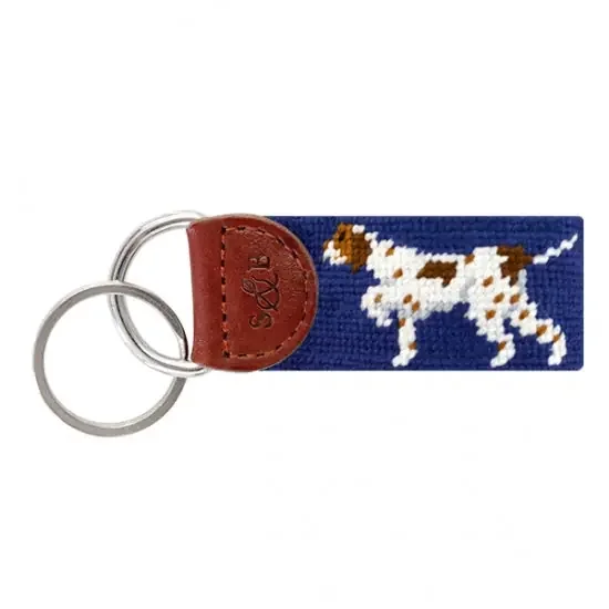 Pointer Needlepoint Key Fob (Classic Navy)
