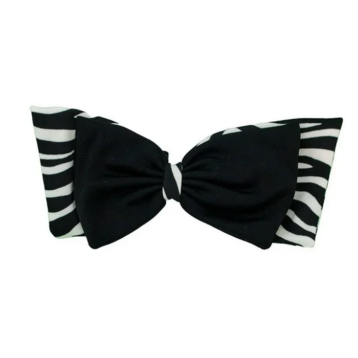 Pom Bow Zebra/ Black Hair Clips Nylon Alligator Clips Hair Accessory