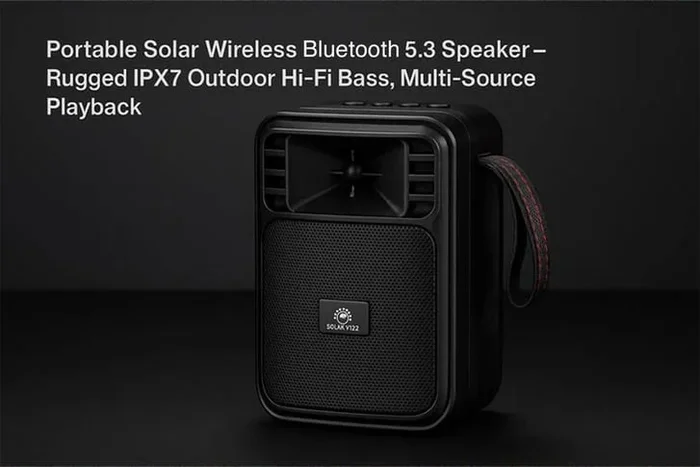 Portable Solar-Powered Bluetooth Speaker with LED Lights