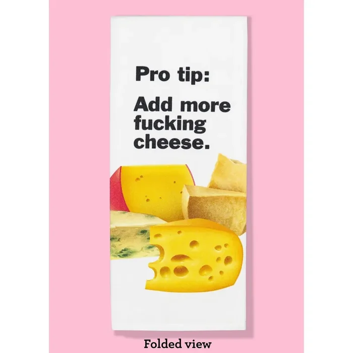 Pro Tip – Add More Cheese Dishtowel Cotton Kitchen Hand Tea Dishcloth With Hang Loop