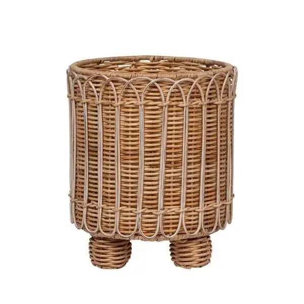 Provence Rattan 8″ Round Planter – Whitewash