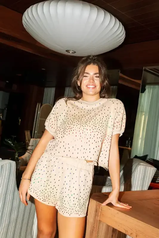 QOS Beige Rainbow Rectangle Collection • Shorts