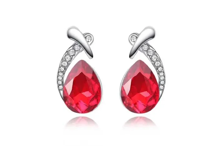 Radiant Fiery Red Crystal Water-drop Earrings