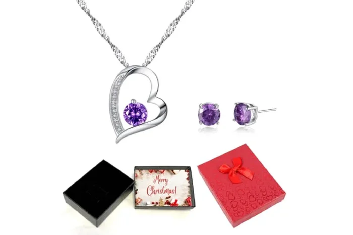 Radiant Purple Necklace & Earrings Holiday Gift Set