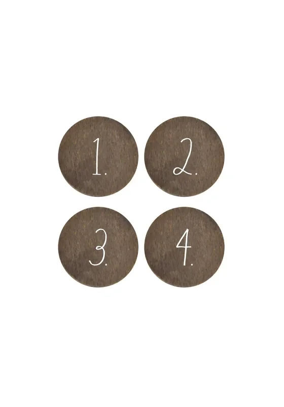 Rae Dunn “1 – 2 – 3 – 4” Set of Four Wooden Drawer Knobs