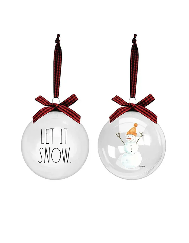 Rae Dunn “Let it Snow” Set of 2 Christmas Ornaments Balls