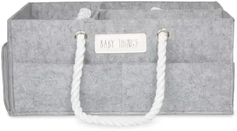Rae Dunn “Baby Things” Grey Baby Diaper Caddy Organizer