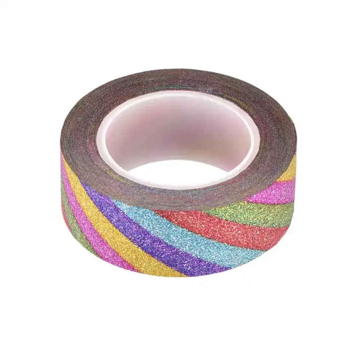 Rainbow Stripe Glitter Washi Tape