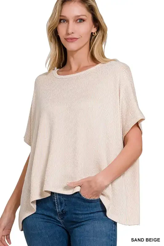 Raven Striped Oversize Top • Sand Beige