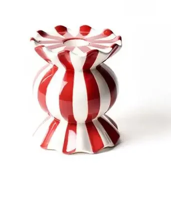 Red Stripe Small Knob Candle Holder with Ruffle – Coton Colors