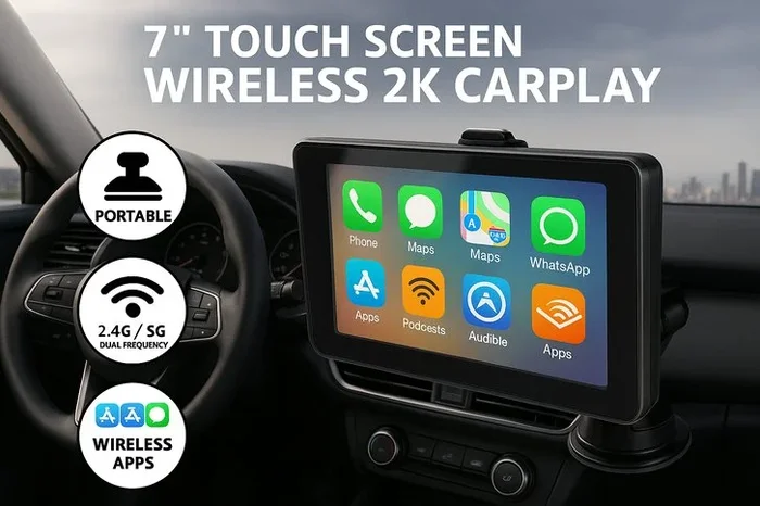 Revolutionary 7” Touch Screen Wireless 2K CarPlay – Seamless iOS & Android Experience!