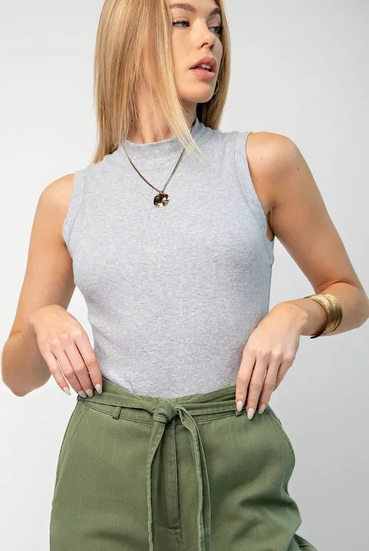Ribbed Sleeveless Bodysuit • Heather Grey