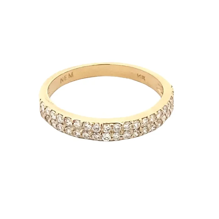 Ring diamond anniversary double row 38=.38ct 14kt yellow gold