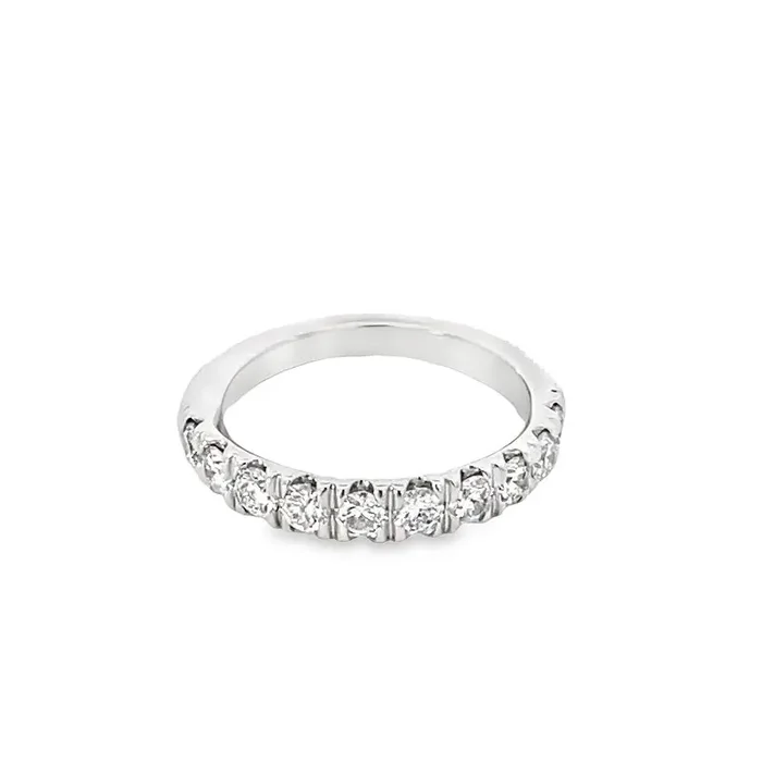 Ring- diamond band set with 11 diamonds 14kt white gold