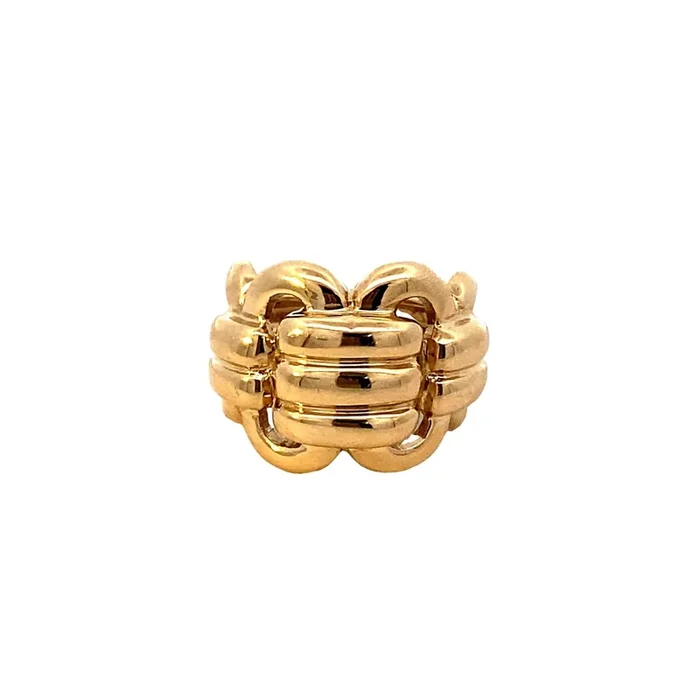 Ring wide multi knot 14kt yellow gold