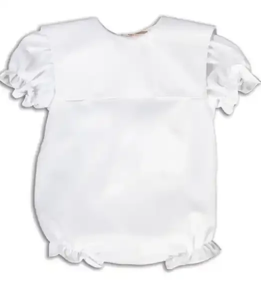 Rosalina Girls‘ Sqaure Collar Bubble Solid White