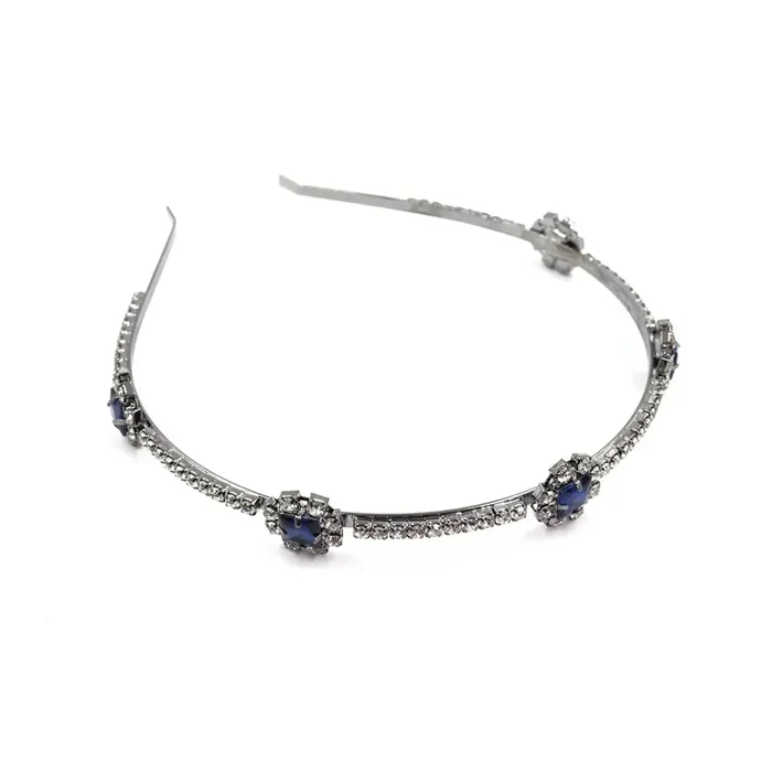 Royal Sapphire Tiara Crown in Blue and Silver Royalty Crown Party or Bridal Hair Accessory