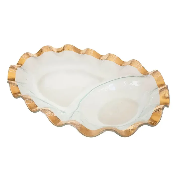 Ruffle Oval Chip & Dip – Gold – Annieglass