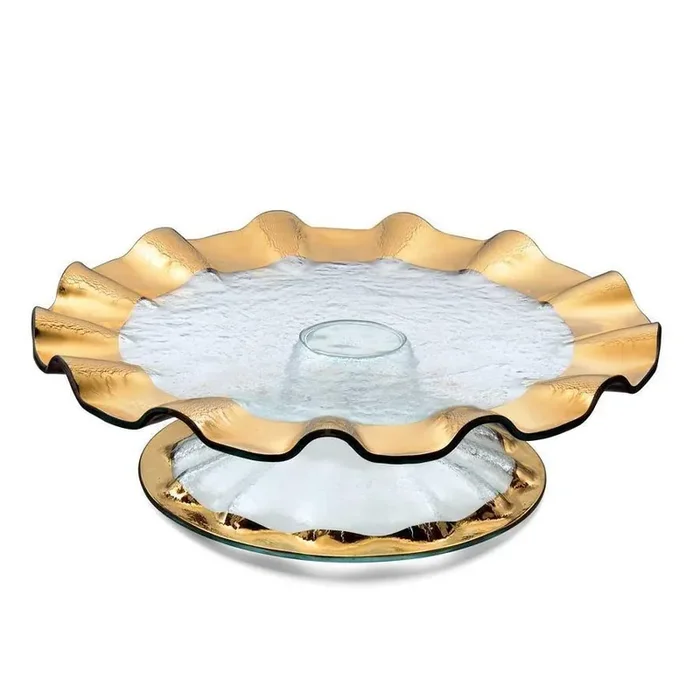 Ruffle Pedestal Cake Plate – Gold – Annieglass