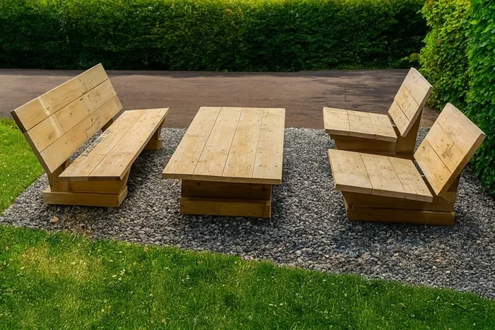 Rustic Scaffold Board 4 Piece Garden Furniture Set-Classic & Durable