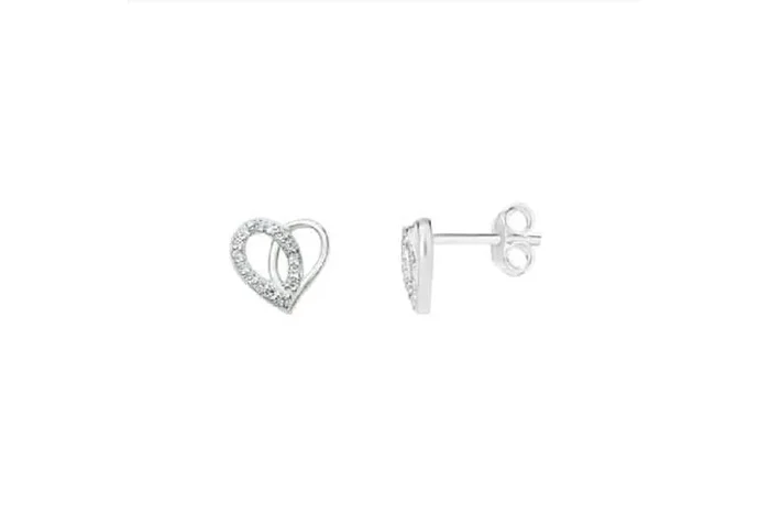 S925 Sterling Silver Cubic Zirconia Love Heart Stud Earrings