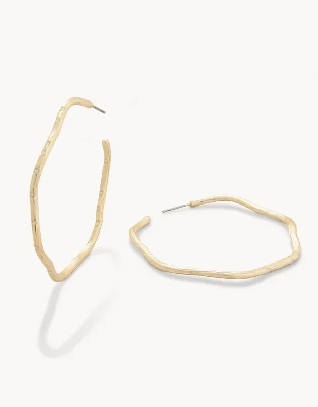 Sand Bar Wave Hoop Earrings • 50mm White Opal