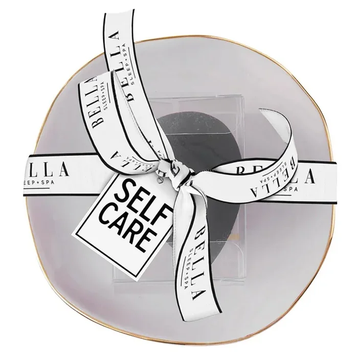 Self Care Ceramic Tray in Gray with Makeup Sponge Cosmetic Giftable Beauty Tools Set