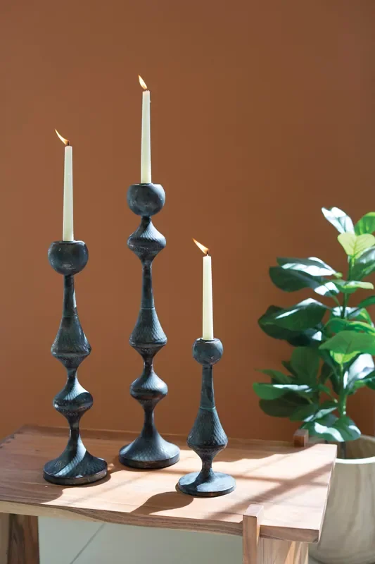 Set of 3 Metal Candle Towers