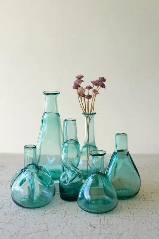 Set of Six Bottle Bud Vases