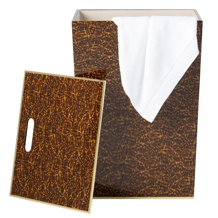 Seymour Rectangular Faux Tortoise/Brass.Hamper