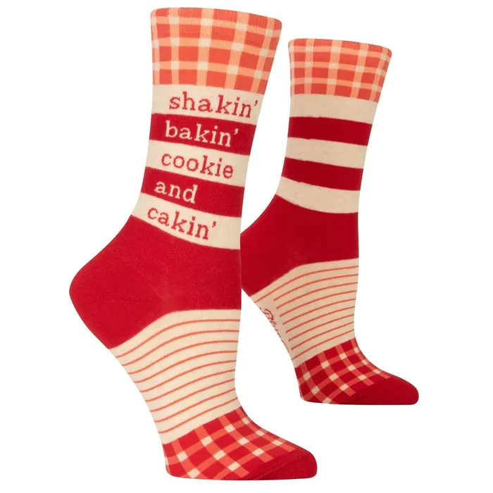 Shakin‘, Bakin‘, Cookie, & Cakin‘ Women‘s Crew Novelty Dress Socks BlueQ at GetBullish