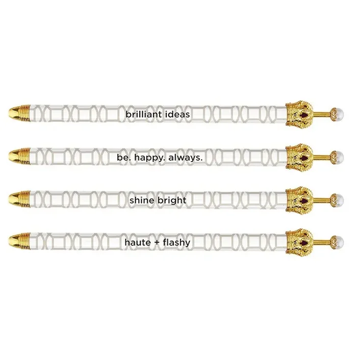 Shine Bright Silver Pattern Crown Pen Giftable Quote Pens Novelty Office Desk Supplies