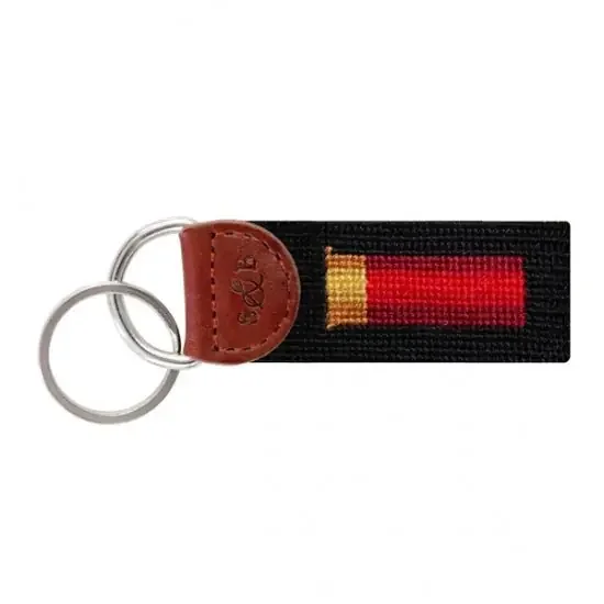 Shotgun Shell Black Needlepoint Key Fob -Smathers & Branson