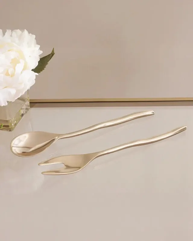 Sierra Modern Maia Large Salad Servers (Shiny gold) Beatriz Ball