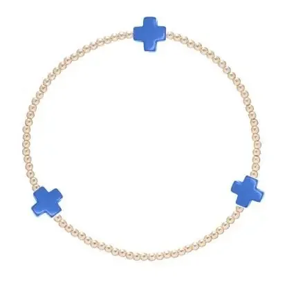 Signature Cross Gold Pattern 2mm Bead Bracelet Colbalt – enewton