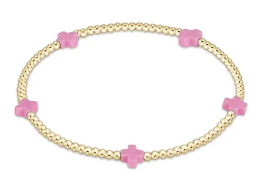 Signature Cross Small Gold Pattern 2mm Bright Pink – enewton