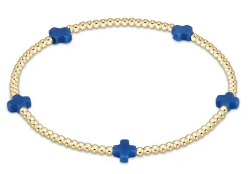Signature Cross Small Gold Pattern 2mm Cobalt – enewton