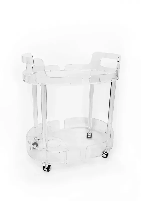 Simply Brilliant Acrylic Bar Cart with Chrome Wheels