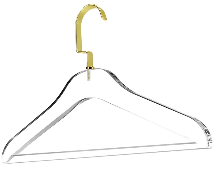 Simply Brilliant Gold Hook Acrylic Hanger with Bar – 10 Pack