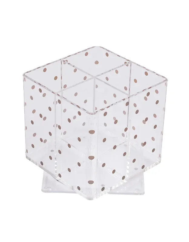 Simply Brilliant Gold Polka Dots Acrylic Rotating Organizer