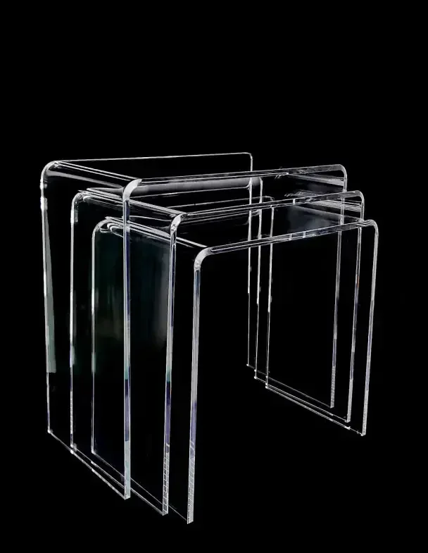 Simply Brilliant Set of 3 Square Clear Acrylic Side Tables