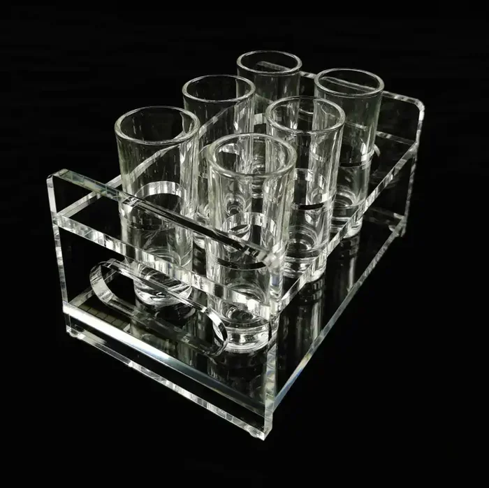 Simply Brilliant Set of 6 Shot Glasses with Clear Acrylic Holder