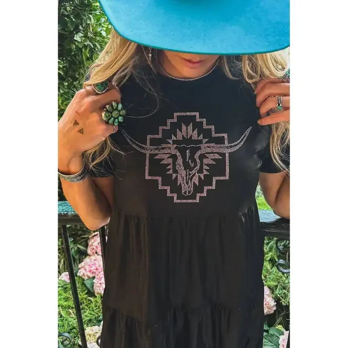 [Size M Remaining] Leather Look Western Style “Cisco” Dress