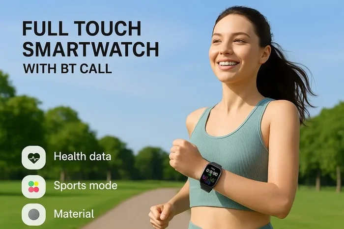 Sleek Full Touch Smartwatch with BT Call – Five Vibrant Colours!