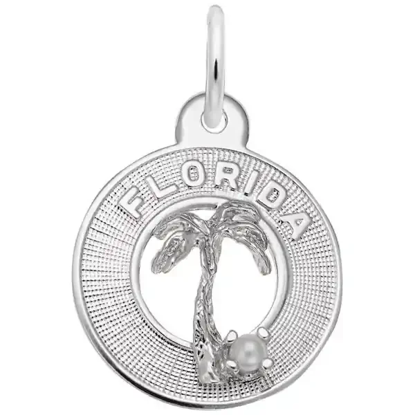 Small Florida Palm Tree with Pearl Ring Charm – Sterling Silver – Rembrandt Charms