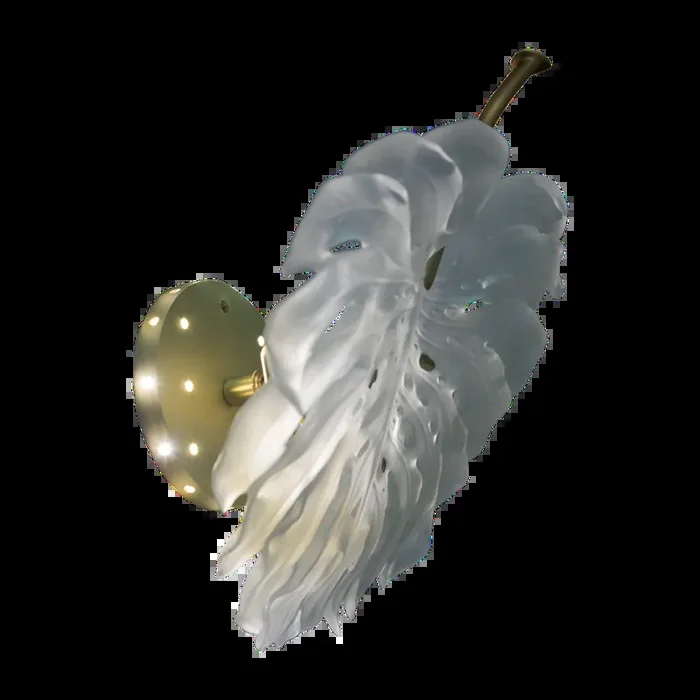 Small Short-Fixture Monstera Wall Lamp in White by Emilio Robba