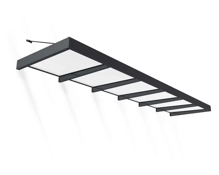 Sophia XL 5 ft. x 19 ft. Door Awning Kit – Grey Structure & White Panels