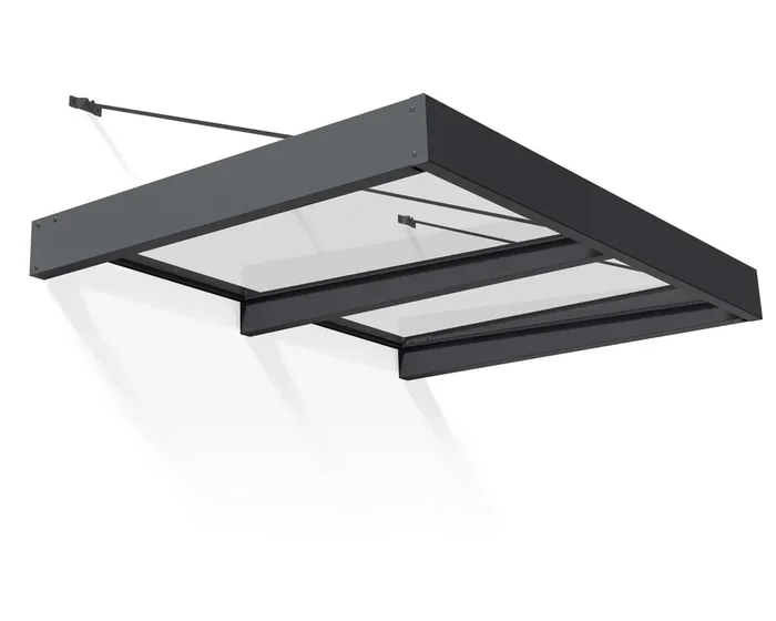 Sophia XL 5 ft. x 7 ft. Door Awning Kit – Grey Structure & Clear Panels