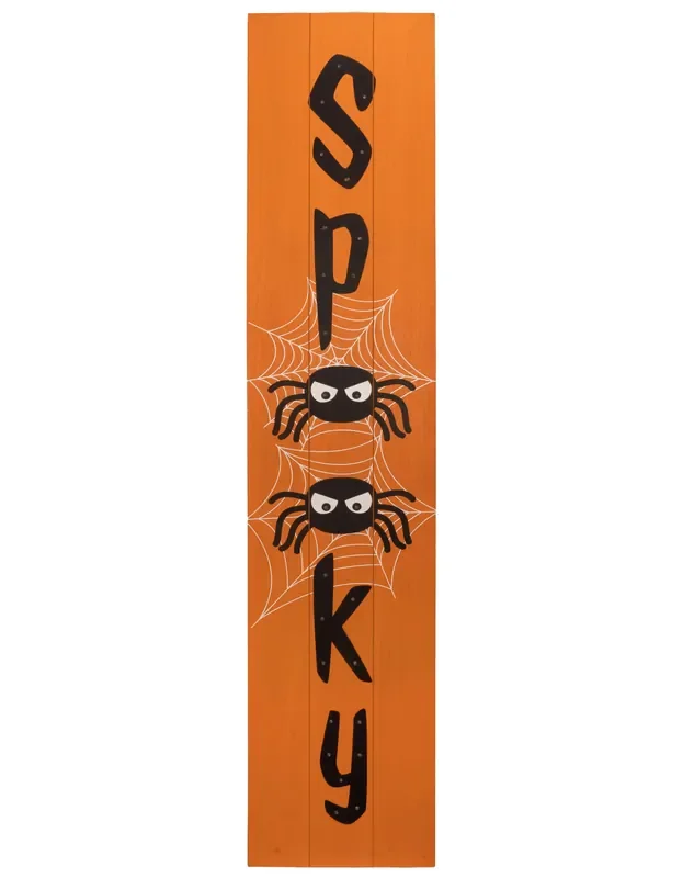 “Spooky” 59-inch Porch Wooden Halloween Light Up Sign