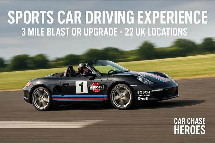 Sports Car Driving Experience – 3 Mile Blast or Upgrade – 22 UK Locations – Car Chase Heroes